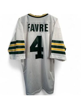 Vintage Champion Brett Favre #4 Green Bay Packers White NFL Jersey Mesh Large